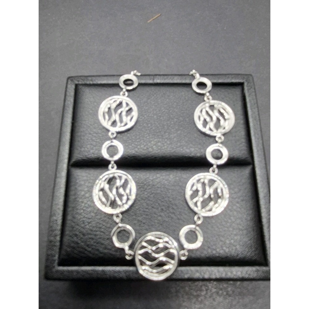New Condition 7" Sterling Silver Genuine Diamond Accent Bracelet K1